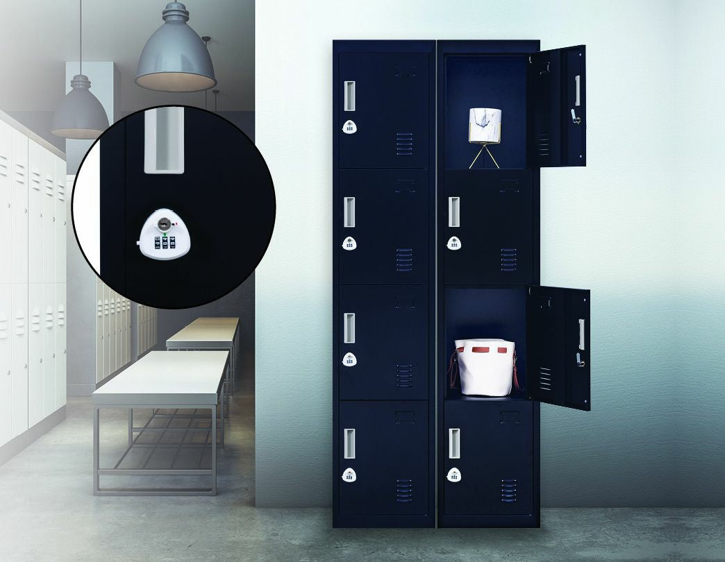 Durable 4-Door Black Steel Locker with Combo Lock