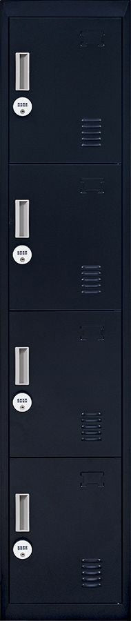 Black 4-Door Vertical Locker with Combination Lock 30kg