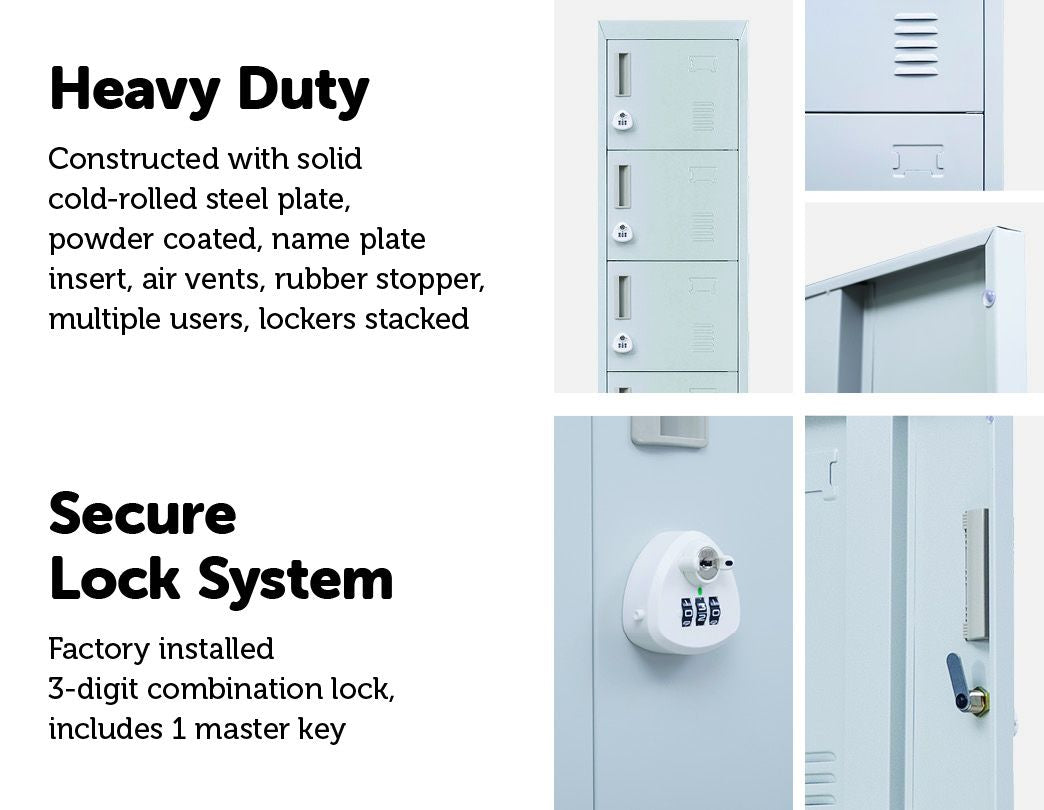 Durable Steel 6-Door Locker with Combo Lock for Office and Gym