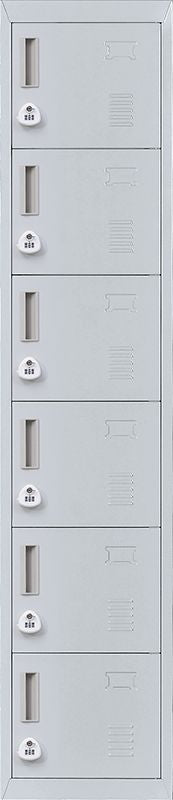 Durable Steel 6-Door Locker with Combo Lock for Office and Gym