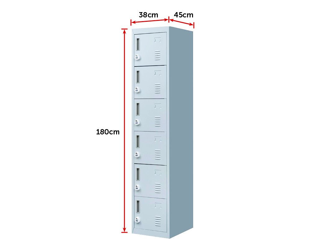 Durable Steel 6-Door Locker with Combo Lock for Office and Gym