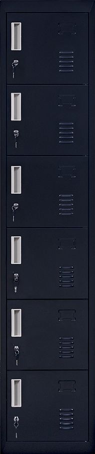 Durable Black 6-Door Steel Locker with Locks for Home Office