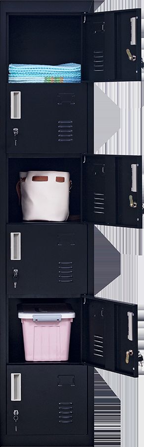 Durable Black 6-Door Steel Locker with Locks for Home Office