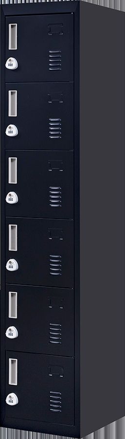 Durable Steel 6-Door Locker with Vents & Locks, Black