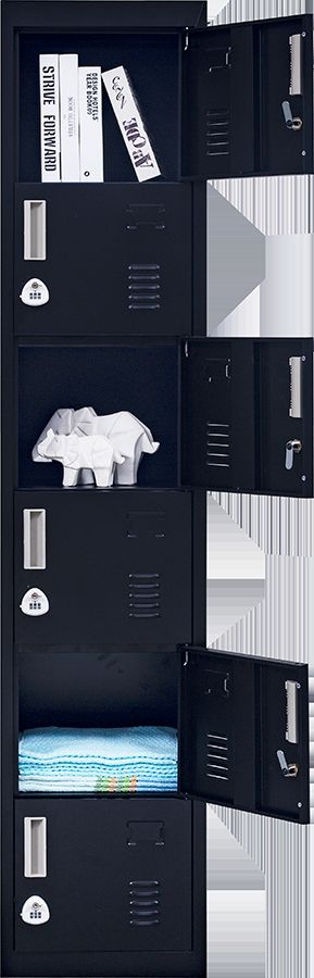 Durable Steel 6-Door Locker with Vents & Locks, Black