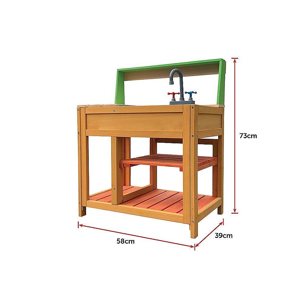 Timber Mud Kitchen with Sink & Shelves - Outdoor Play Set