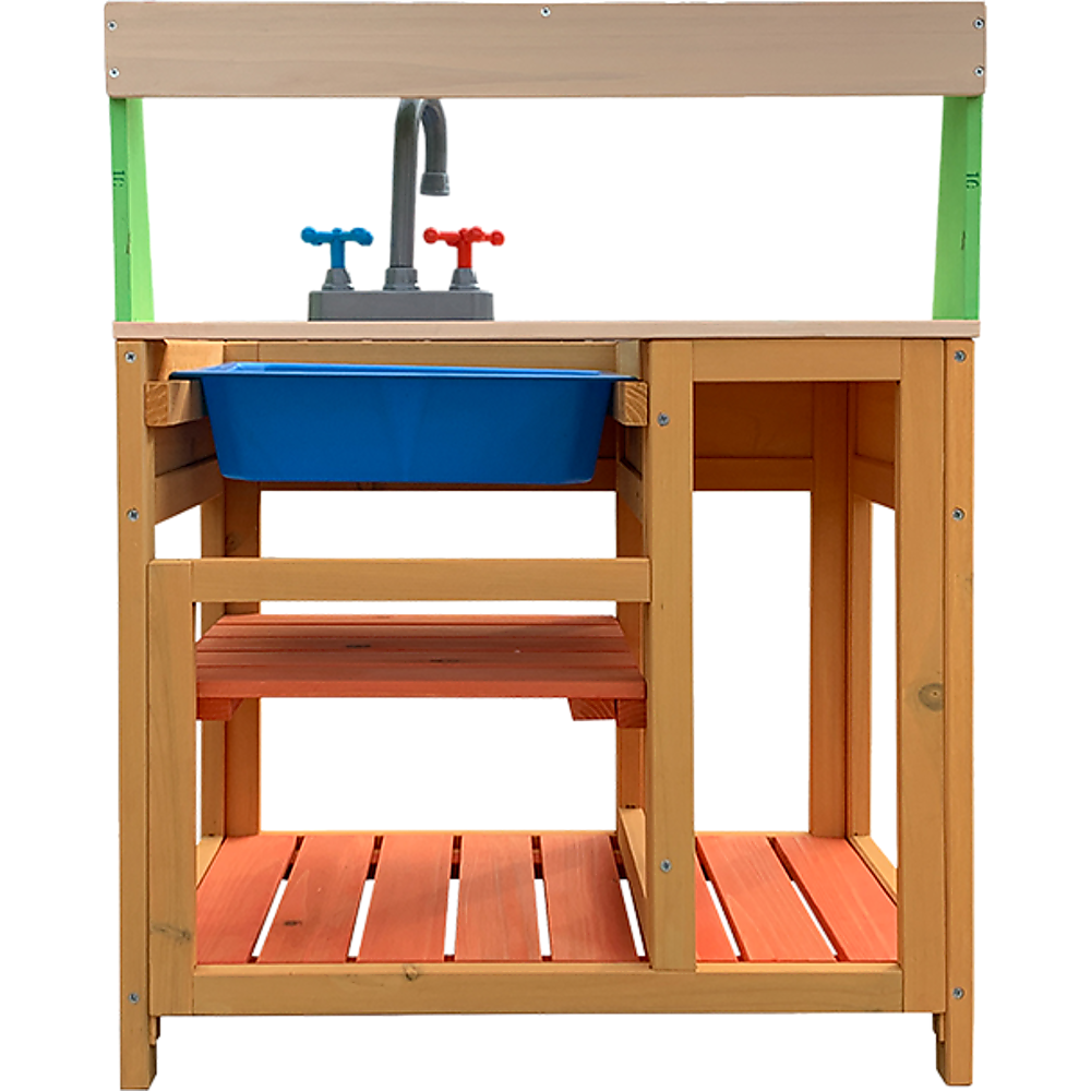 Timber Mud Kitchen with Sink & Shelves - Outdoor Play Set