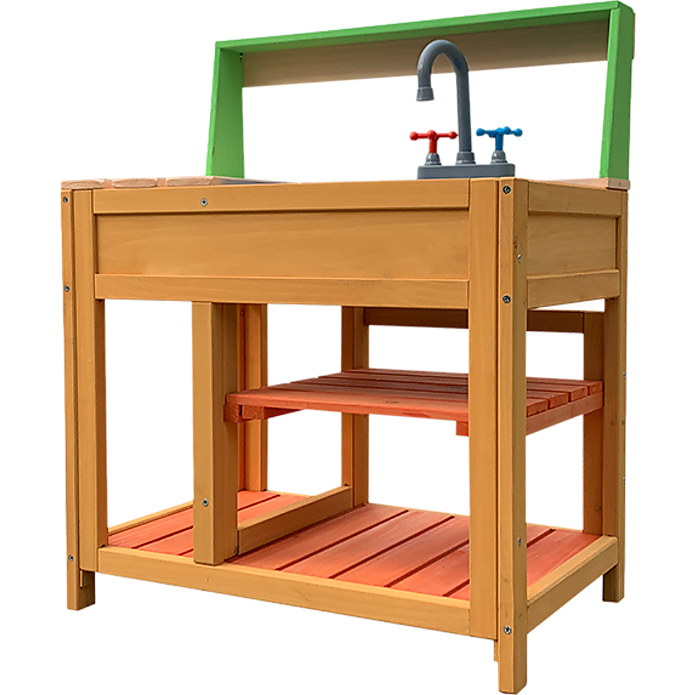 Timber Mud Kitchen with Sink & Shelves - Outdoor Play Set