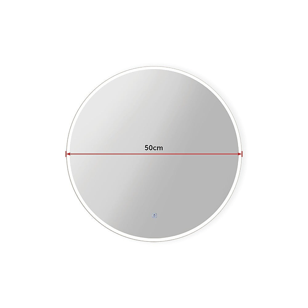 Anti-Fog LED Bathroom Mirror, 50cm, Waterproof, Touch Controls