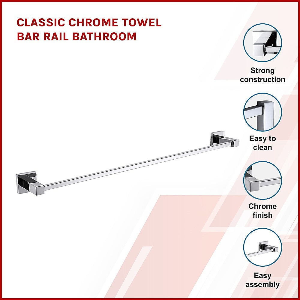 Classic Chrome Towel Bar Rail Bathroom