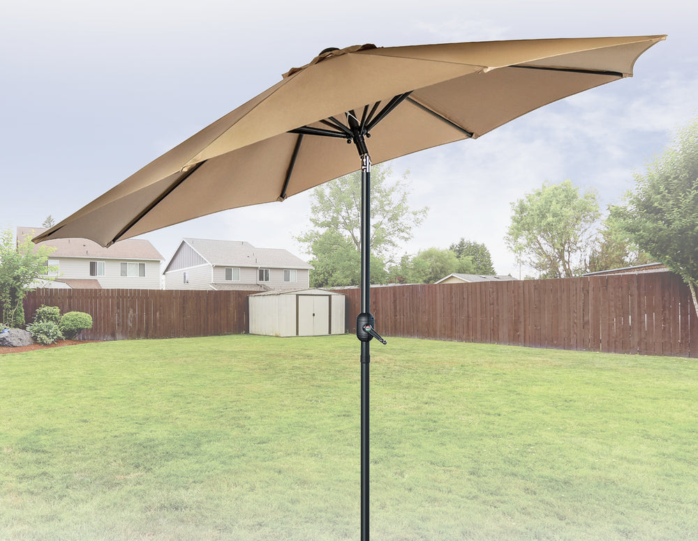 9FT Cocoa Waterproof UV Patio Umbrella with 8 Ribs