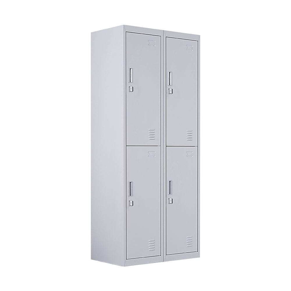 Durable 4-Door Steel Gym Office Locker with Padlock, Grey