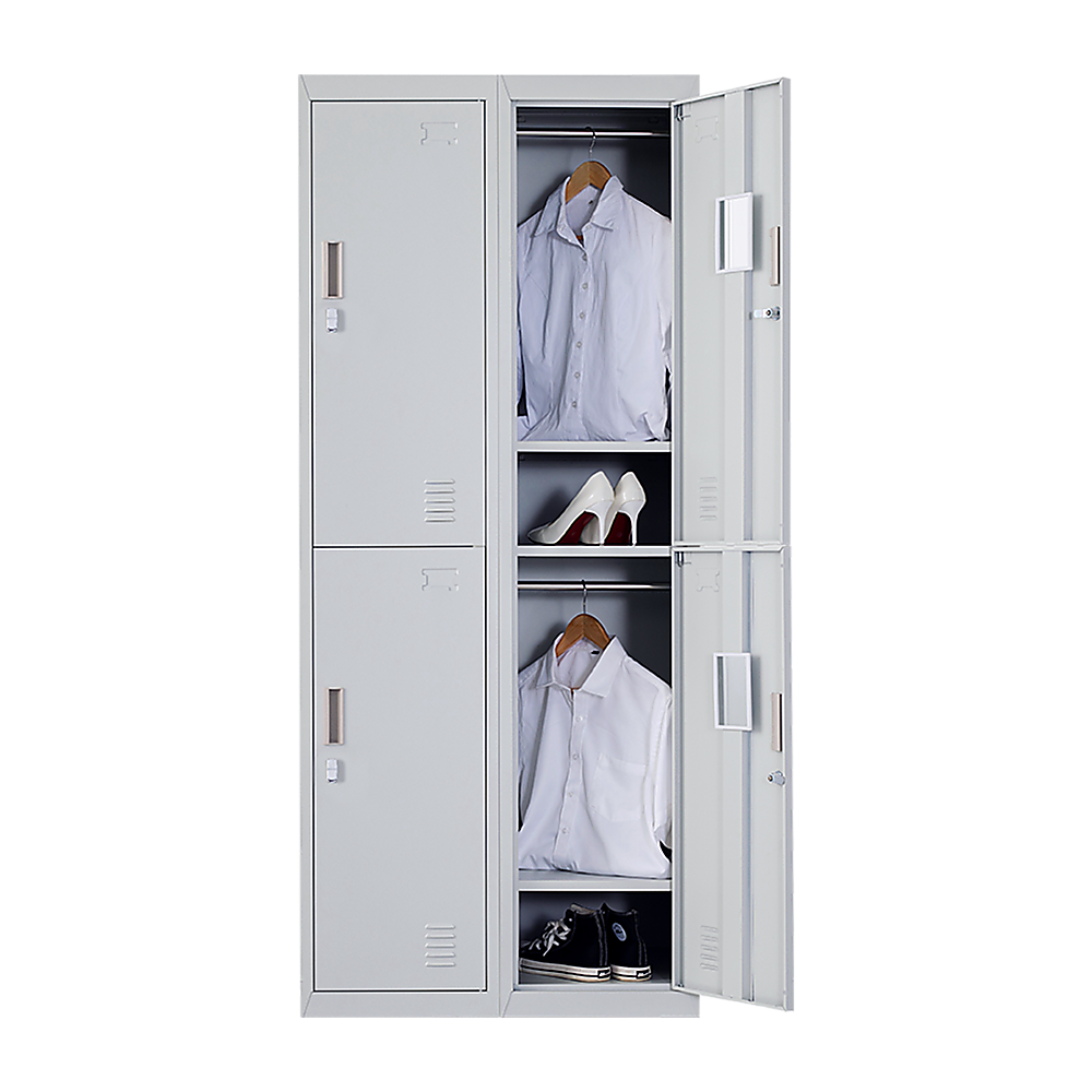 Durable 4-Door Steel Gym Office Locker with Padlock, Grey