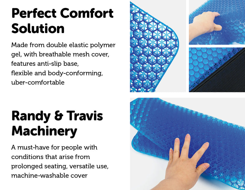 Gel Seat Cushion Double Pressure Relief with Non-Slip Cover