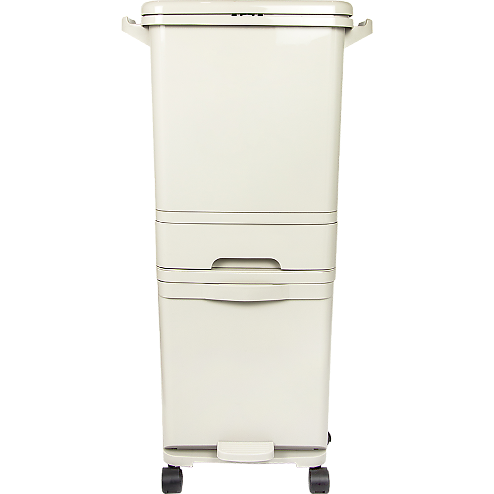 42L Rubbish Bin Waste Trash Can Pedal Recycling Kitchen Wheel 2 Compartment