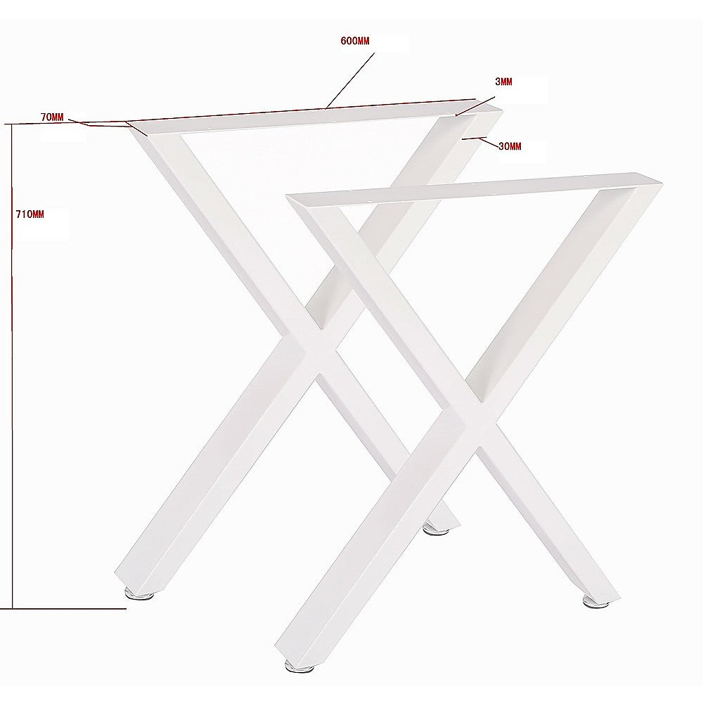 X-Shaped Table Bench Desk Legs Retro Industrial Design Fully Welded - White
