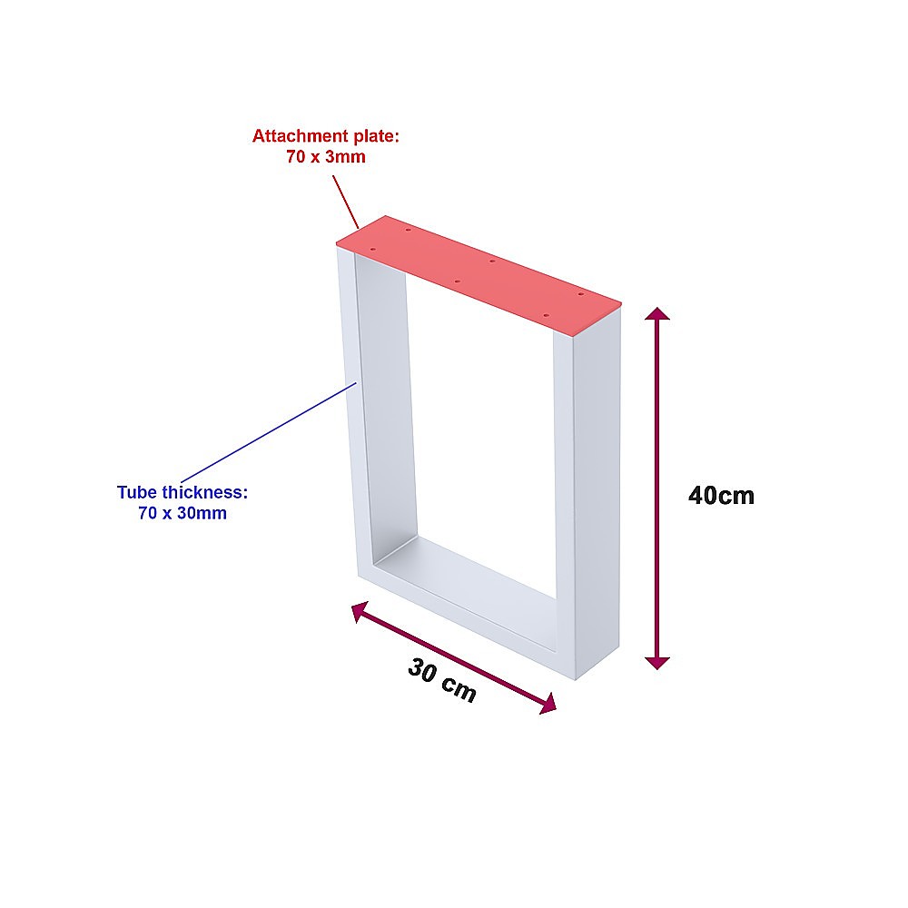 White Powder-Coated Iron Table Bench Desk Legs, 40x30cm