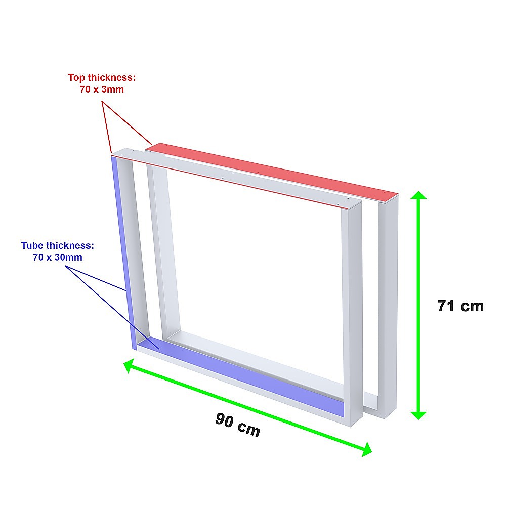 Durable White Rectangular Iron Table Legs with Foot Pads