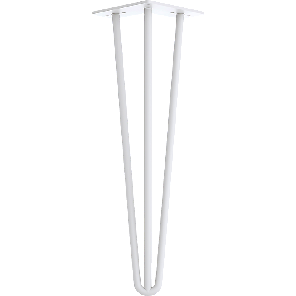 3-Rod White Steel Hairpin Table Legs, 41cm, Set of 4