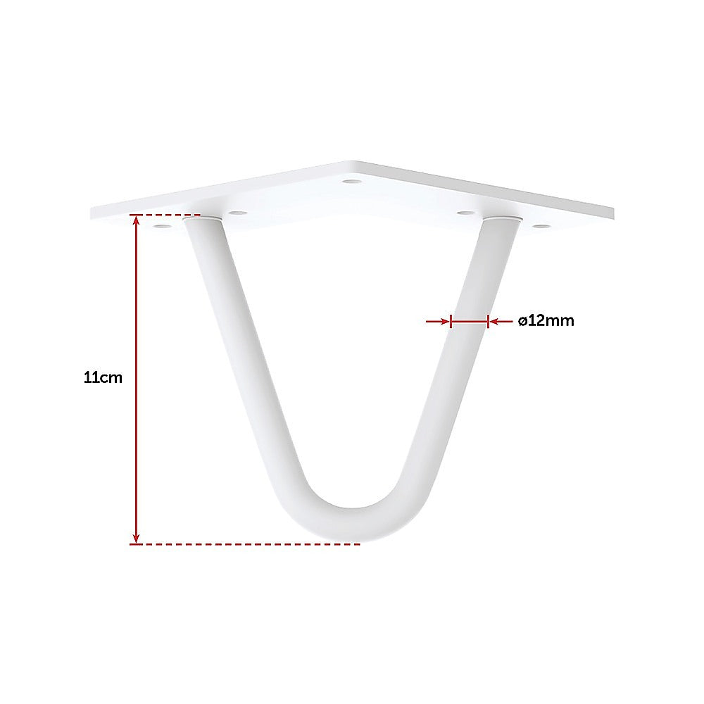 Heavy-Duty 11cm White Hairpin Table Legs Set of 4 Steel