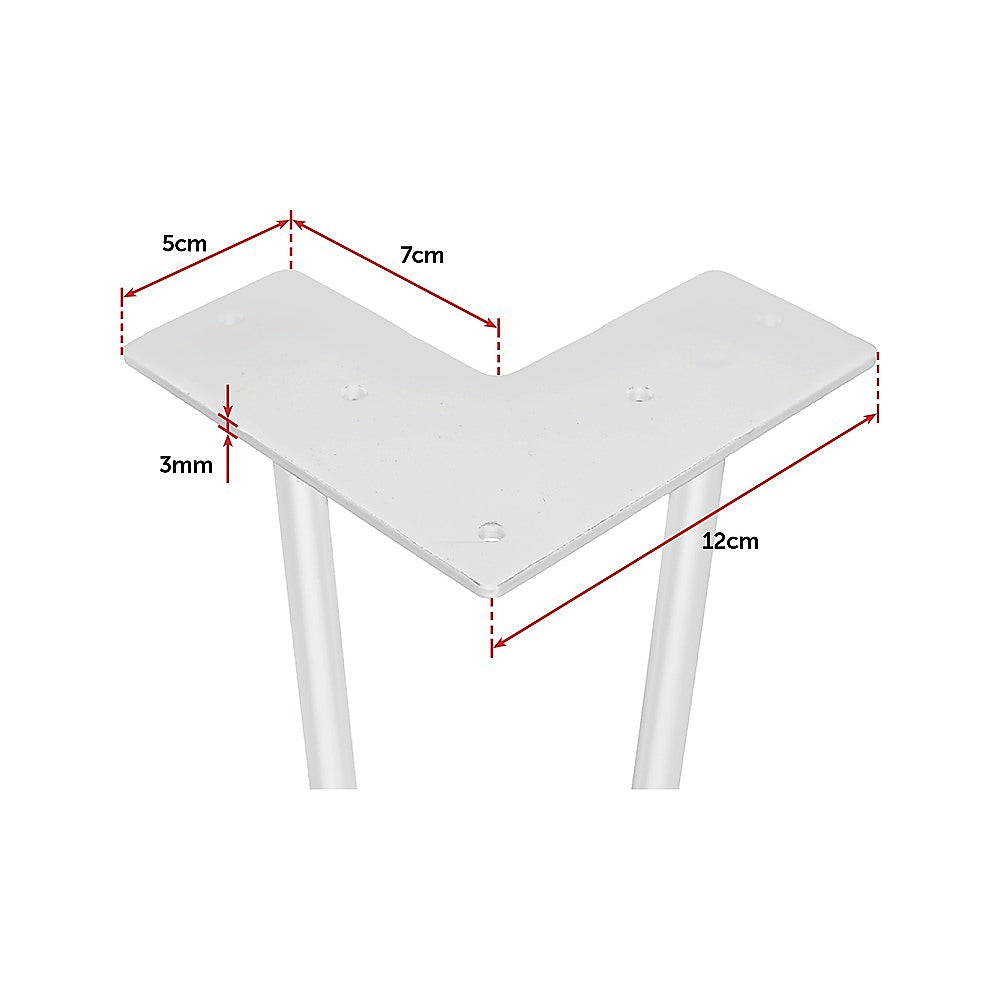 Heavy-Duty White Hairpin Table Legs, 41cm Steel Set of 4