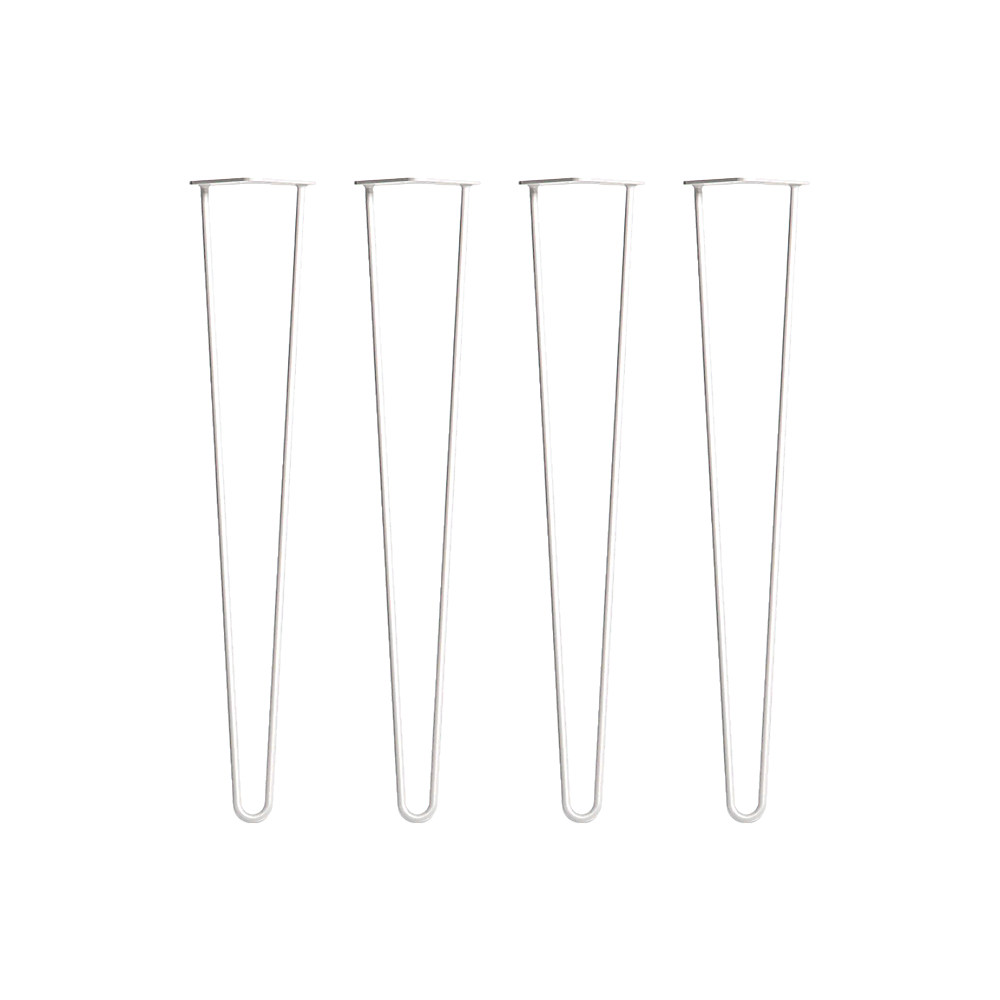 Set of 4 Industrial Retro Hairpin Table Legs 12mm Steel Bench Desk - 71cm White