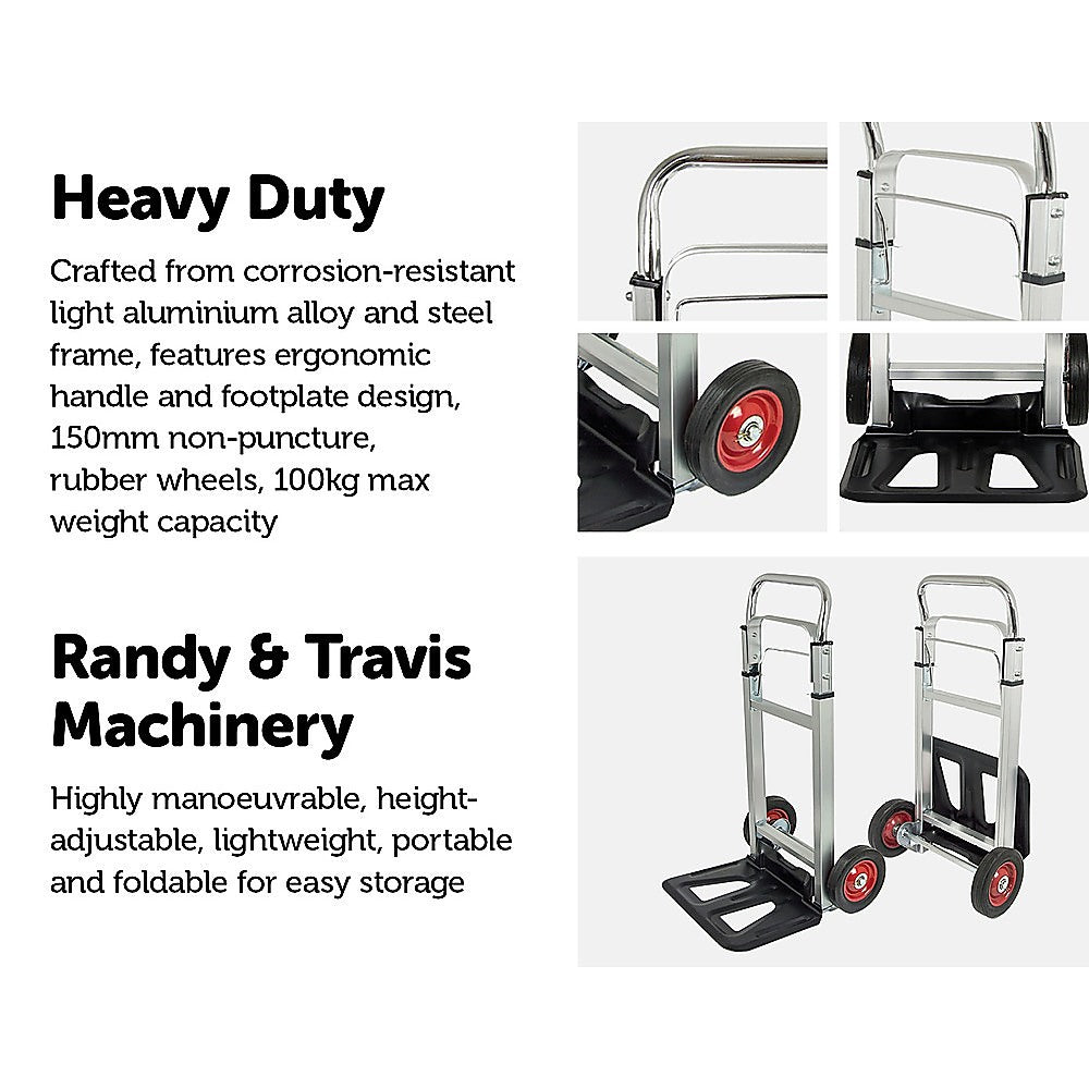 Folding Aluminum Hand Truck with 100kg Capacity - Randy & Travis