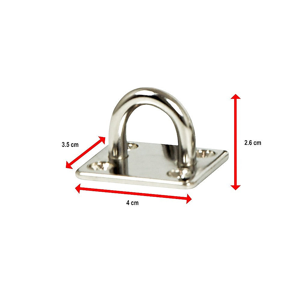 4X 304 Stainless Steel Oblong Eye Plates w/ Screws, 0.1 Tonne Load