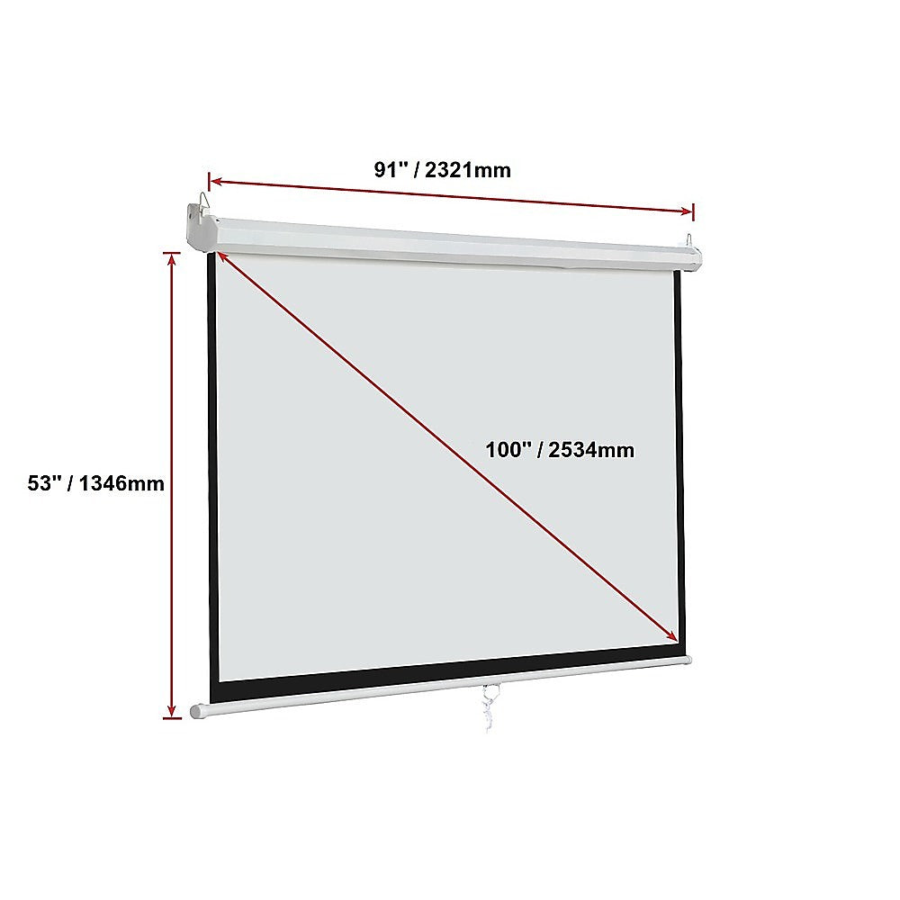 100" 16:9 Matte White Pull Down Projection Screen