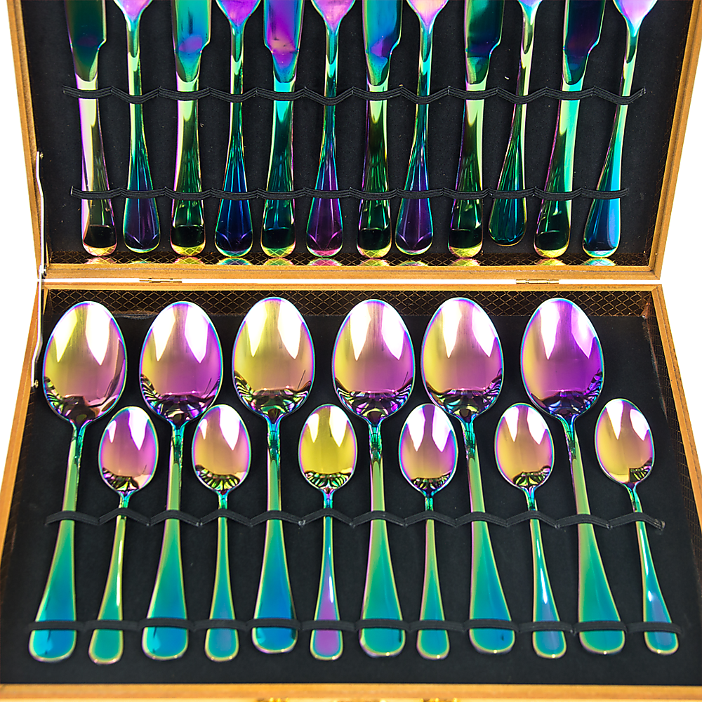 Durable Rainbow Stainless Steel Cutlery Set, 24pcs