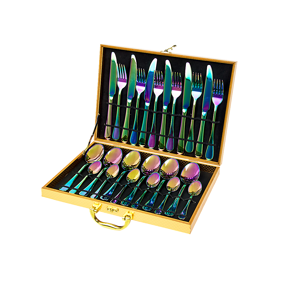 Durable Rainbow Stainless Steel Cutlery Set, 24pcs