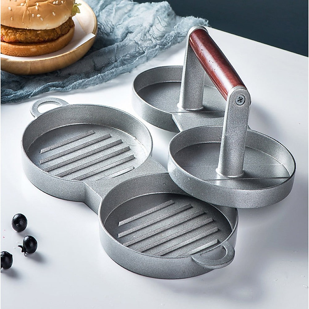 Double Burger Press Hamburger Maker Non Stick Aluminium Beef Patty Mea