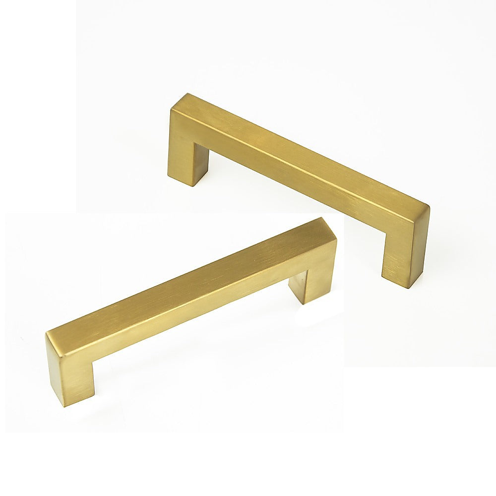 Brushed Brass Drawer Pulls, Gold Finish, 15x, Stainless Steel