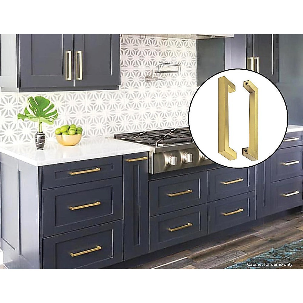 15 x Brushed Brass Drawer Pulls Kitchen Cabinet Handles - Gold Finish 192mm