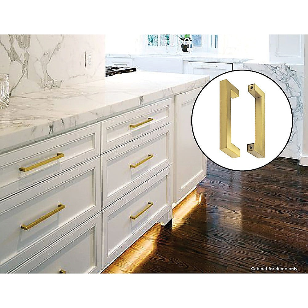 15x Brushed Brass Drawer Pulls Stainless Steel Gold 128mm