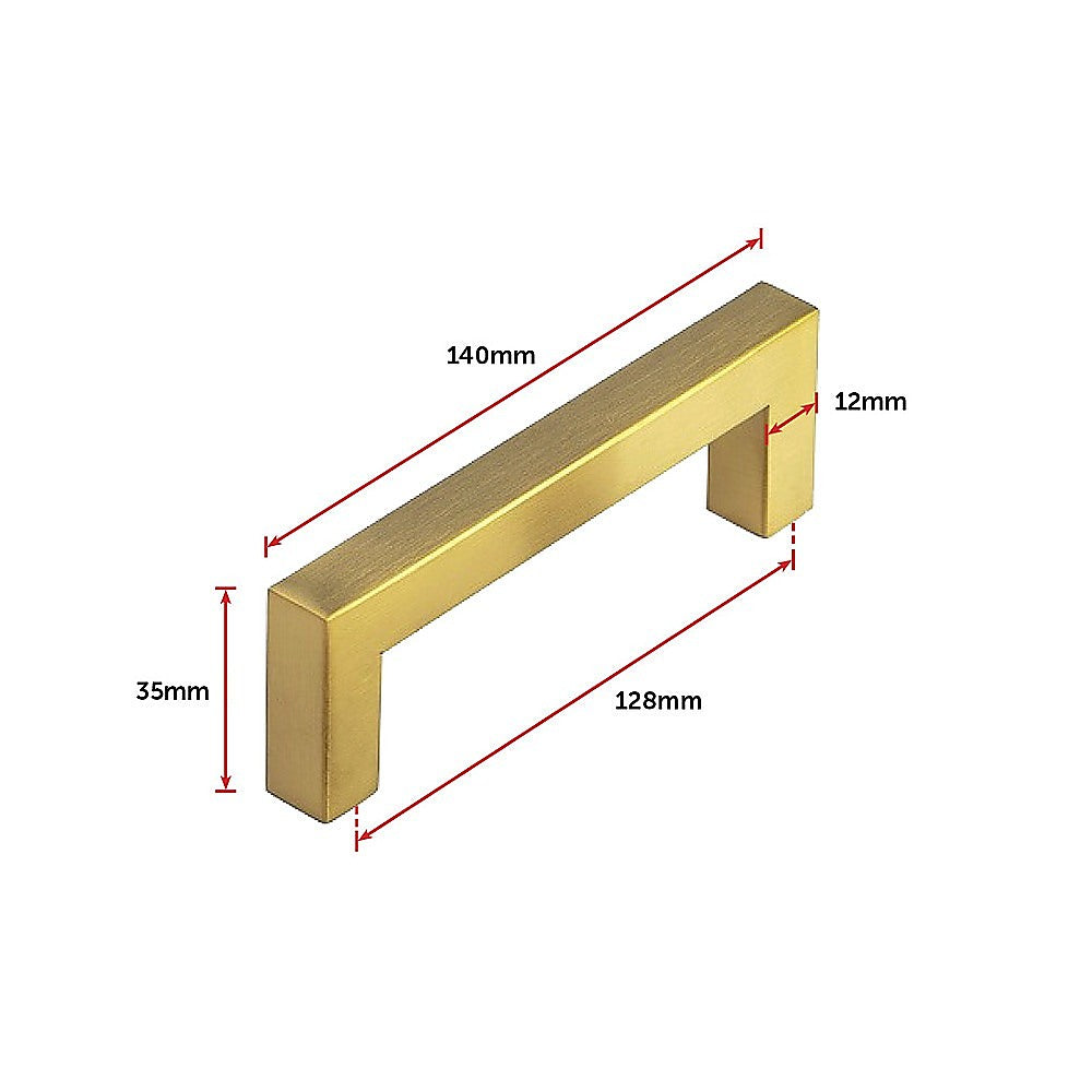 15x Brushed Brass Drawer Pulls Stainless Steel Gold 128mm