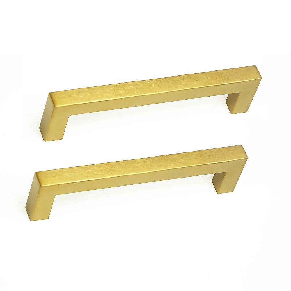 15x Brushed Brass Drawer Pulls Stainless Steel Gold 128mm