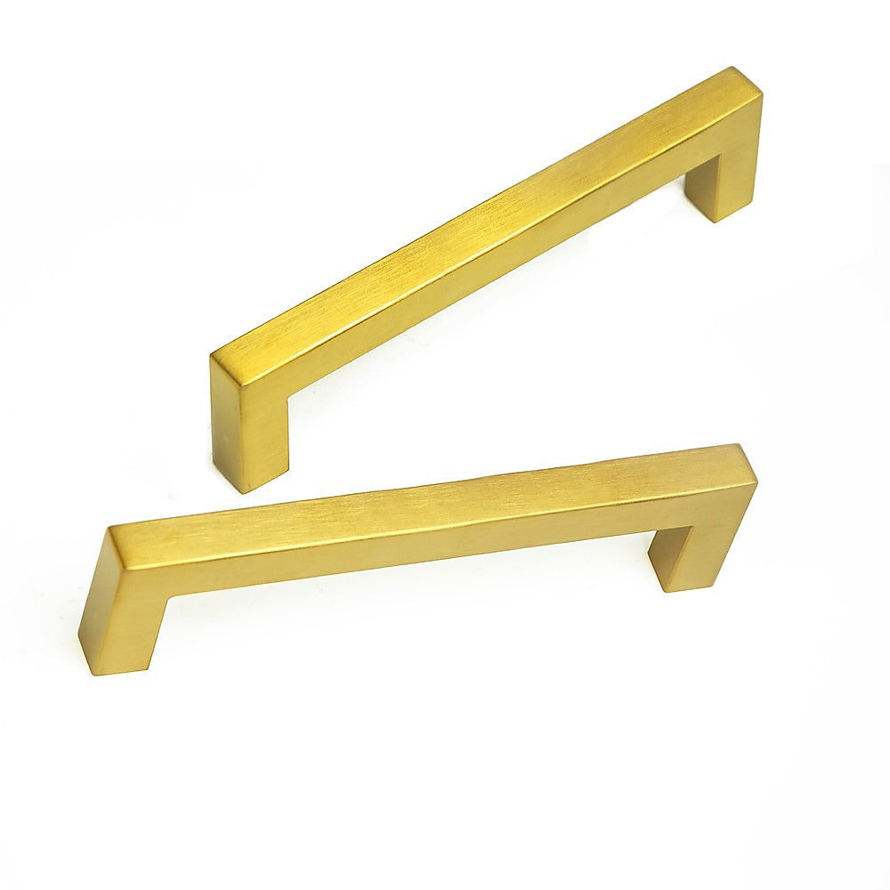 15x Brushed Brass Drawer Pulls Stainless Steel Gold 128mm