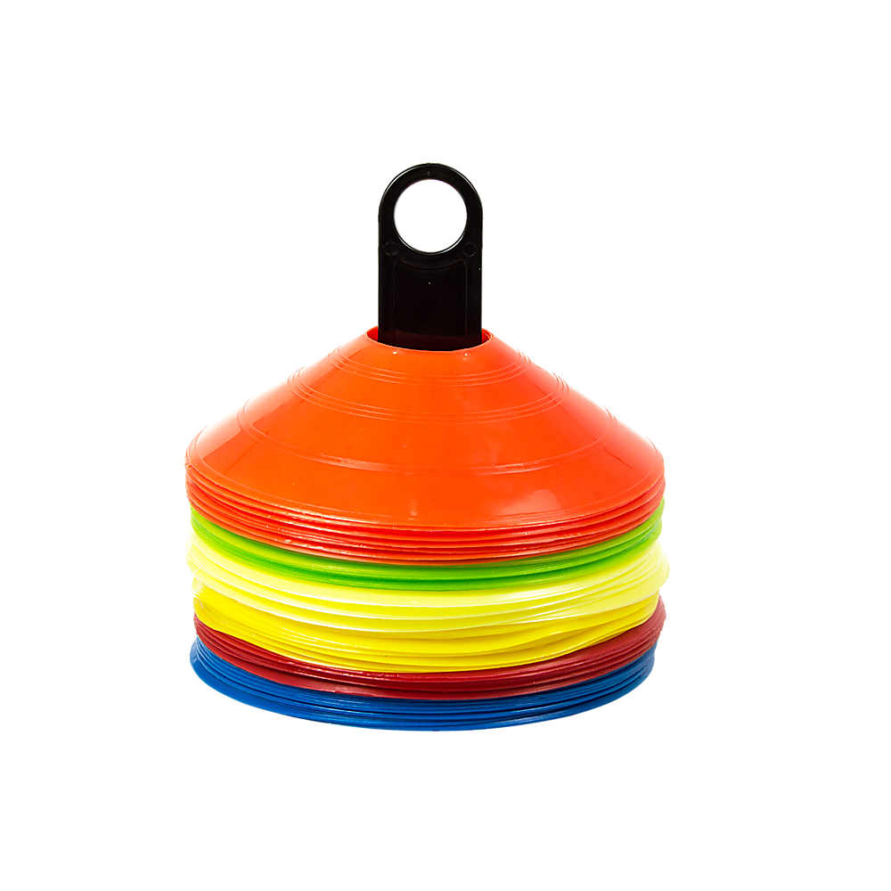 60 Pack Colourful Training Discs Cones with Carry Stand