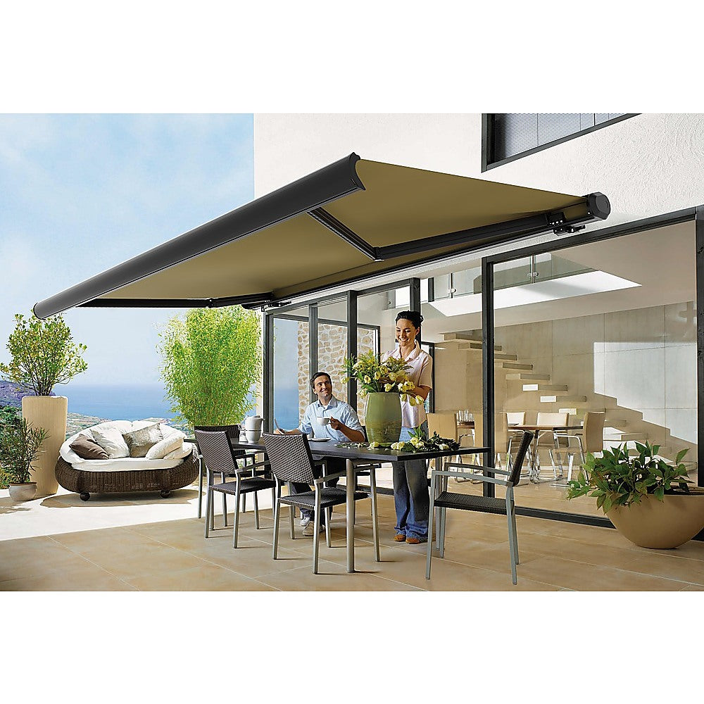 Heavy Duty Retractable Folding Arm Awning 5.5x3m Beige