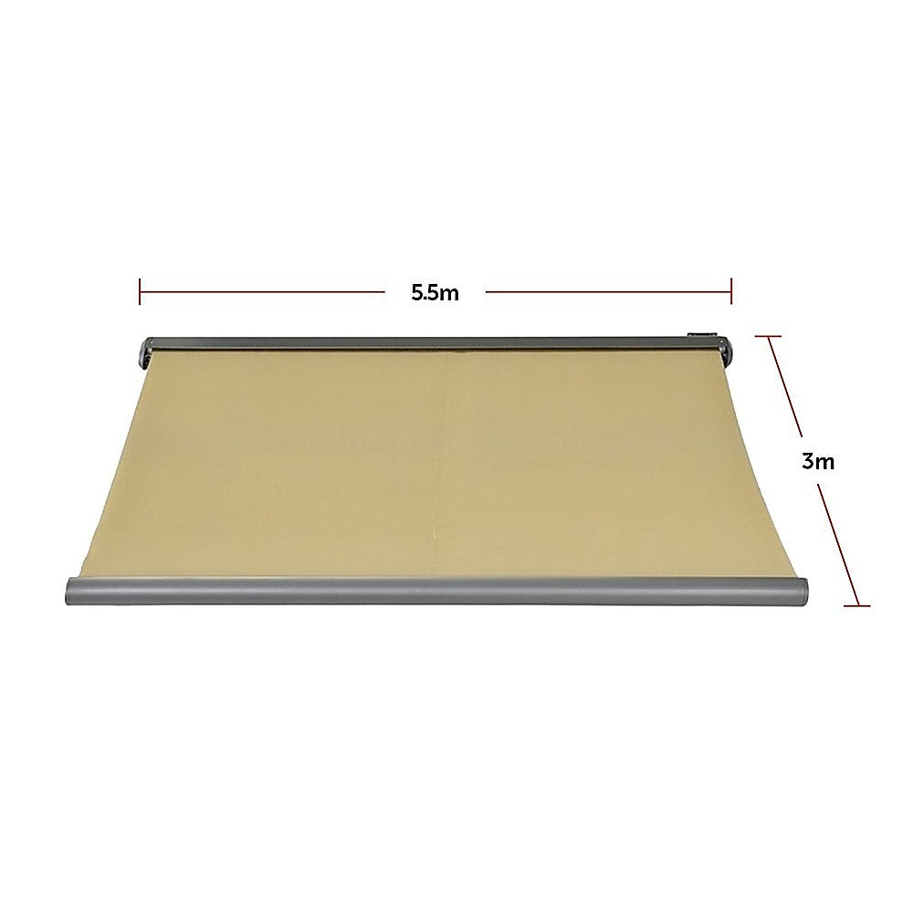 Heavy Duty Retractable Folding Arm Awning 5.5x3m Beige