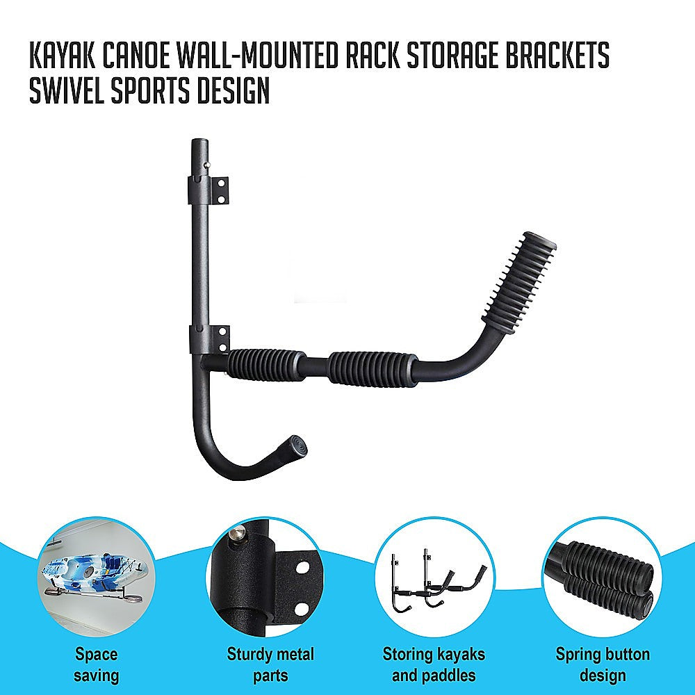 Kayak Canoe Wall-Mounted Rack Storage Brackets Swivel Sports Design