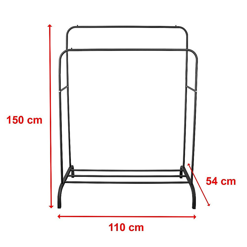 Heavy Metal Double Clothes Rail Hanging Rack Garment Display Stand Sto
