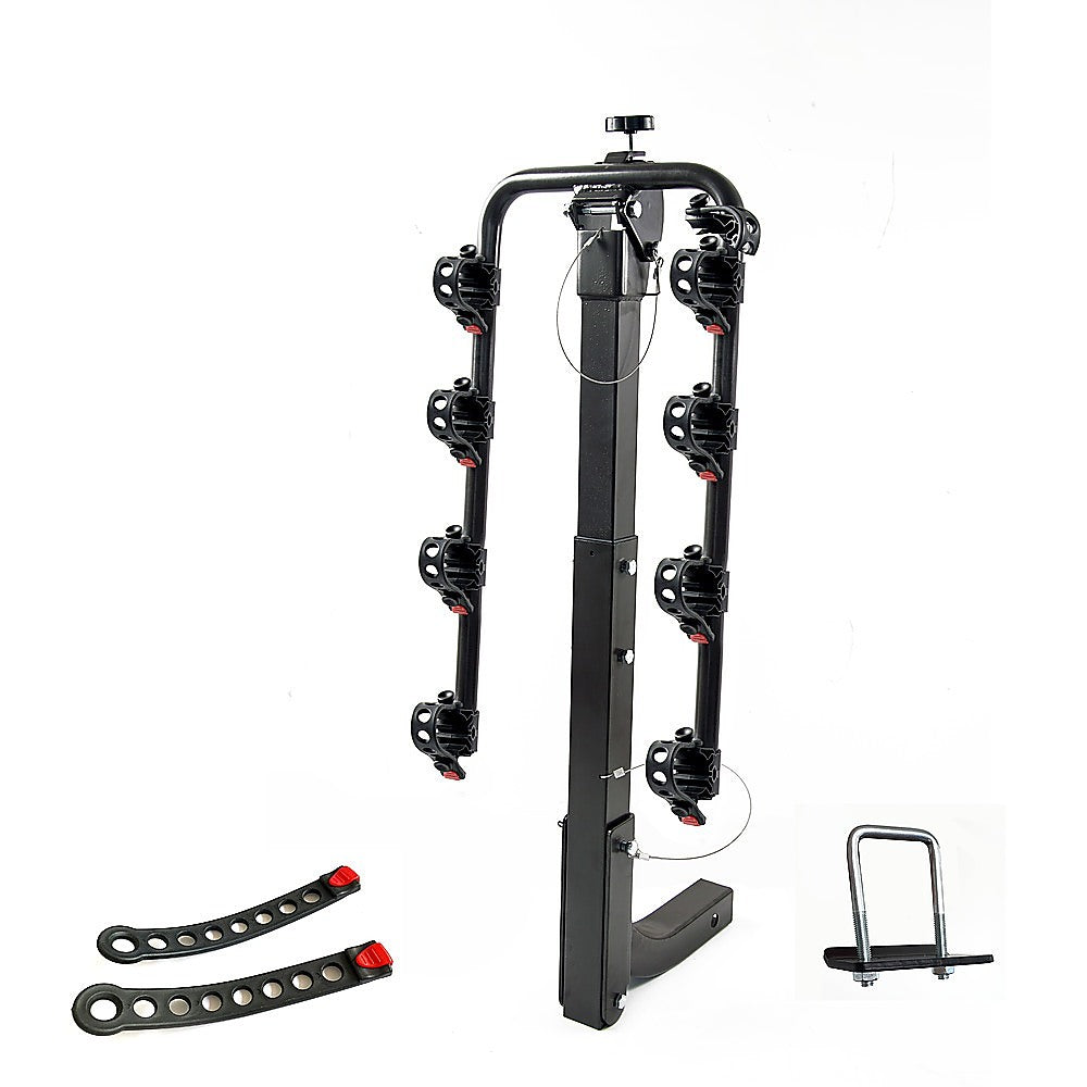 Heavy-Duty 4-Bike Carrier Rack, Hitch Mount, Black, Steel