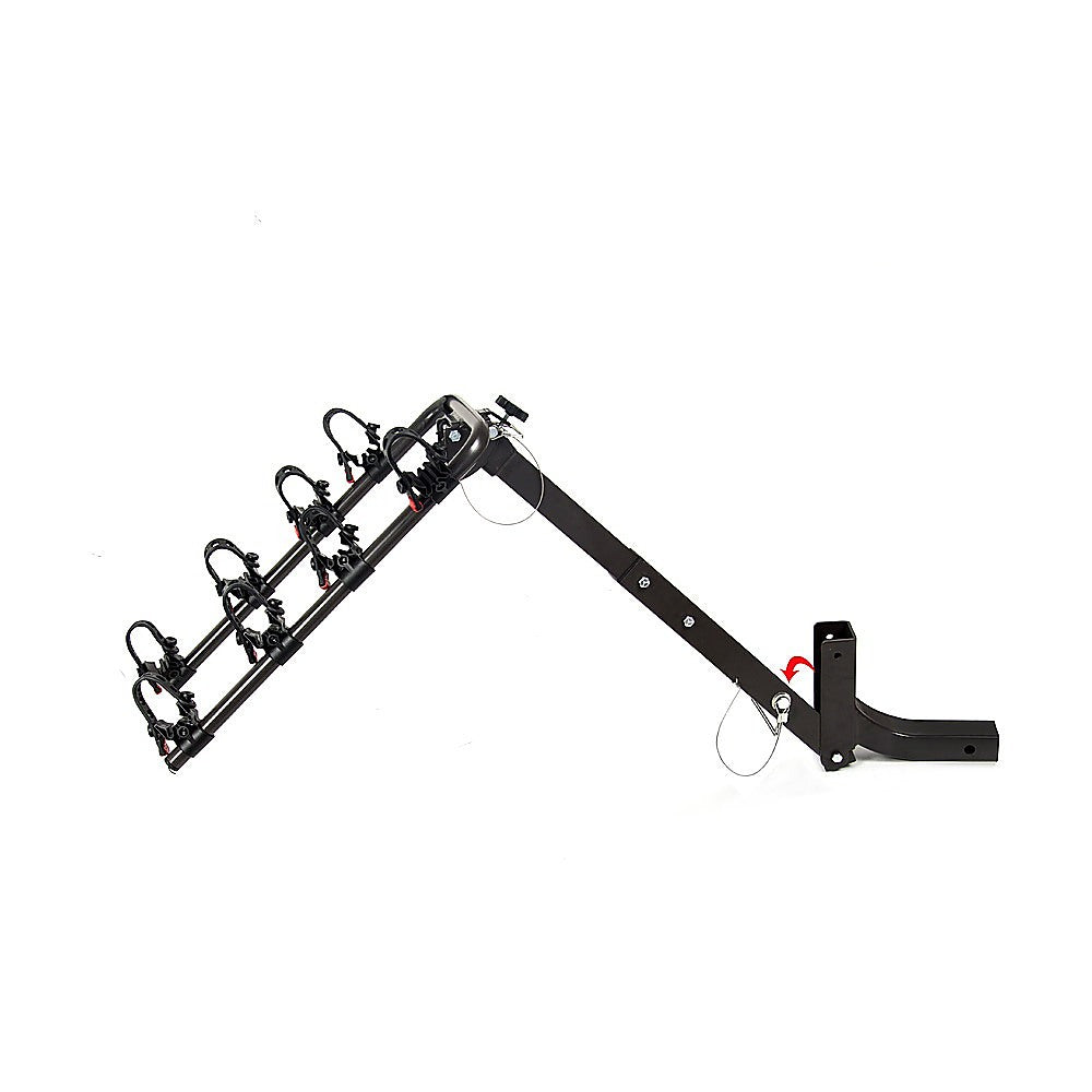 Heavy-Duty 4-Bike Carrier Rack, Hitch Mount, Black, Steel