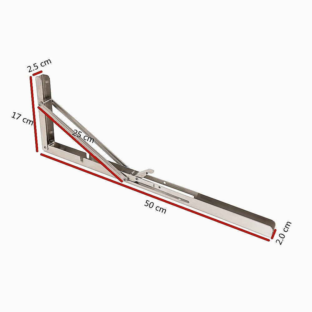 Heavy-Duty 20" Stainless Steel Folding Table Bracket Set | 50kg Load