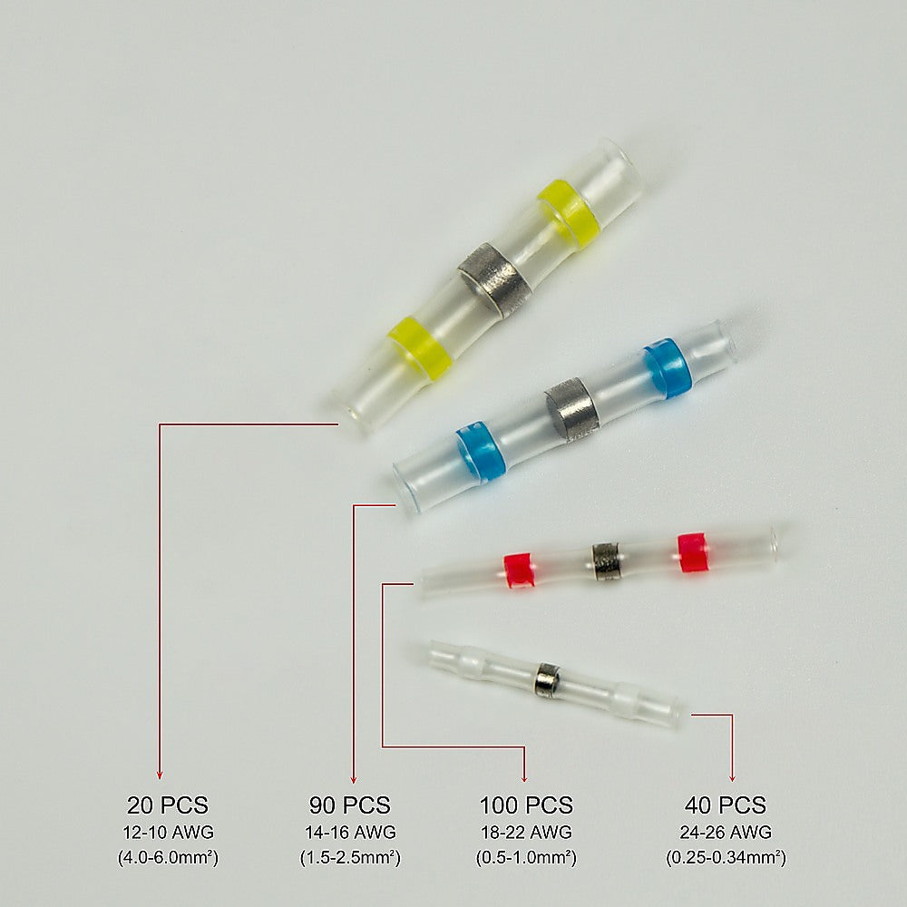 50 Pezzi Di Guaine Termorestringenti Con Saldatura Per Connettori Elettrici, Terminali A Bicchiere 22-18 AWG