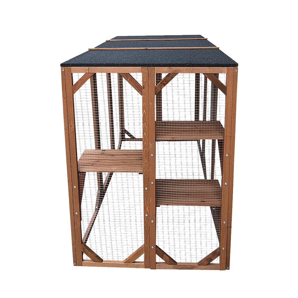 180cm Outdoor Cat Enclosure, Wooden, 3 Platforms