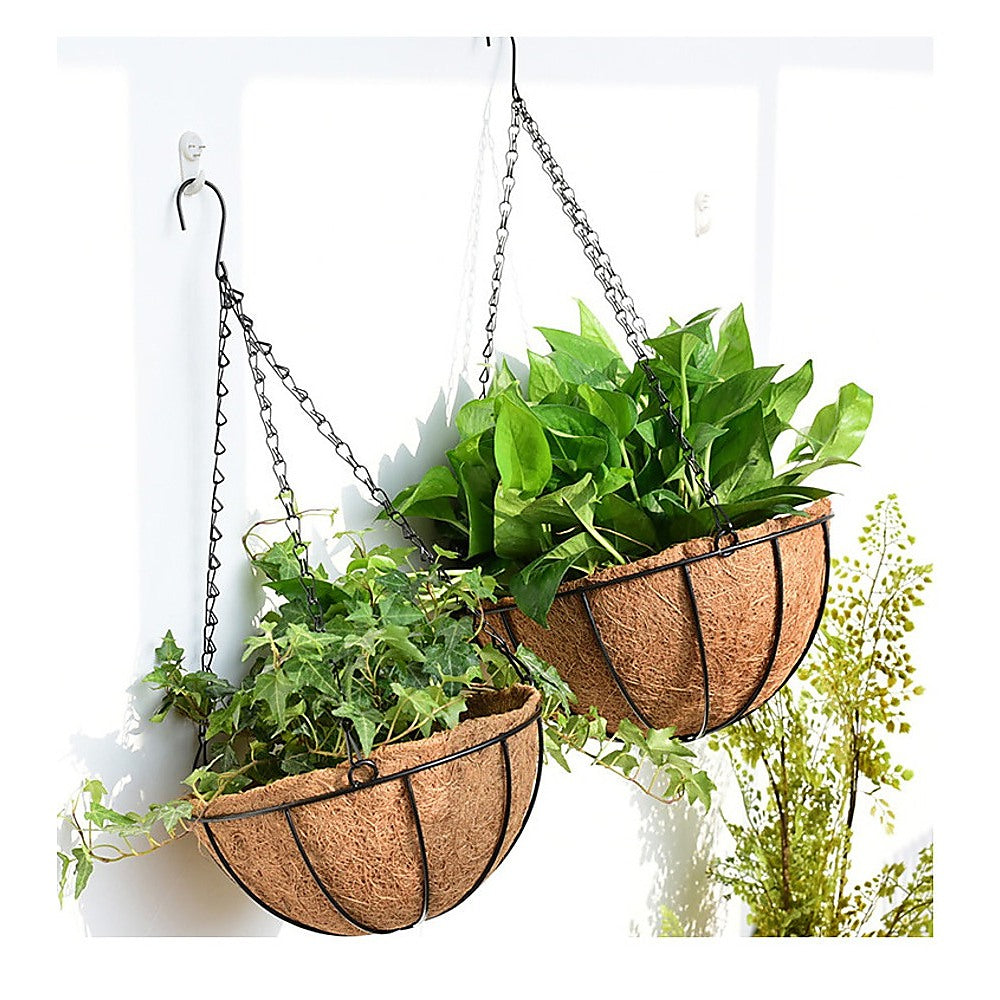 4X Iron & Coir Hanging Baskets 35cm - Indoor & Outdoor Use