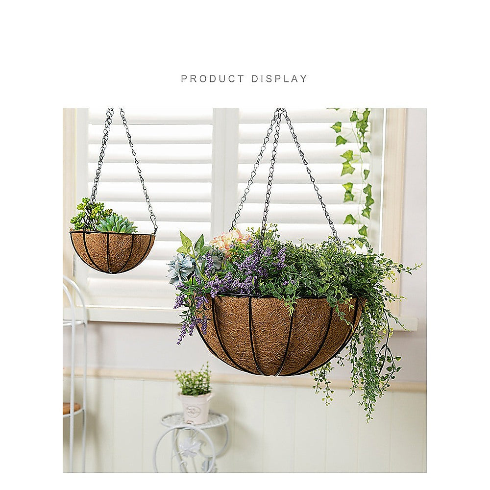 4X Iron & Coir Hanging Baskets 35cm - Indoor & Outdoor Use